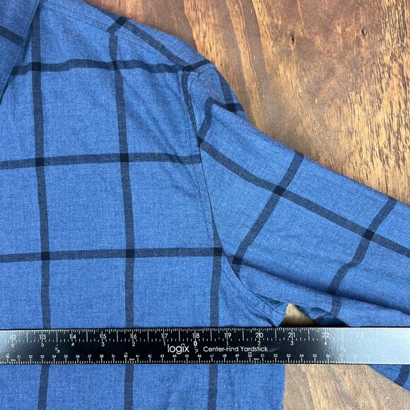 Banana Republic Mens Shirt Blue Windowpane Luxe Flannel Button Down Camden Fit M - Picture 8 of 13